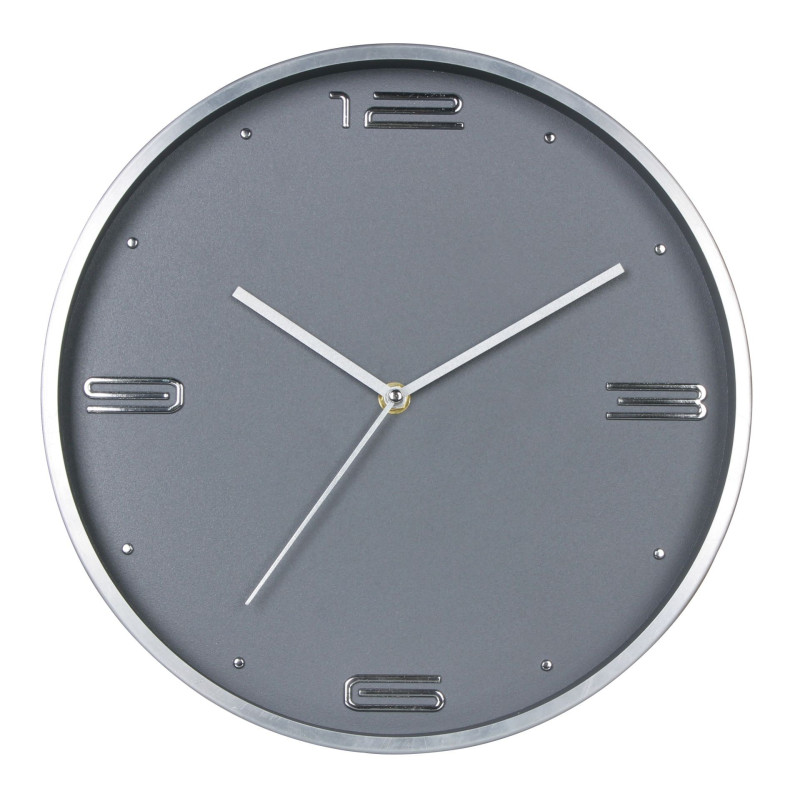 zegar ścienny ESTILO,śred..30X4cm,kol.SREBRNY-MC