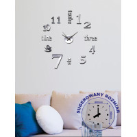 Zegar naklejany STICKER SEVEN,śr.60cm,k.srebrny-MC