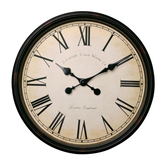 Zegar ścienny VINTAGE, śr. 50 cm, kol. brąz-kre-MC