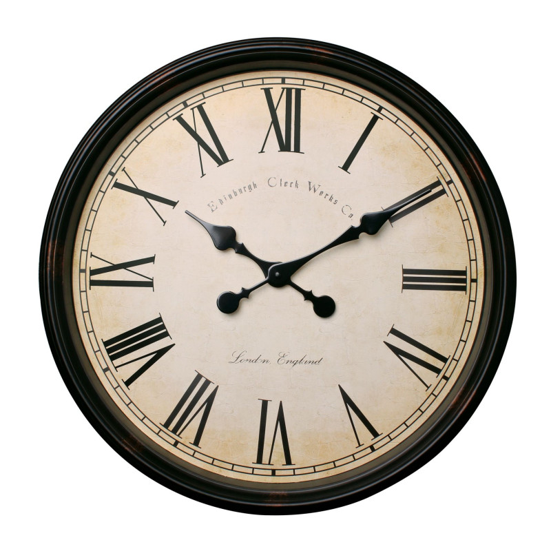 Zegar ścienny VINTAGE, śr. 50 cm, kol. brąz-kre-MC