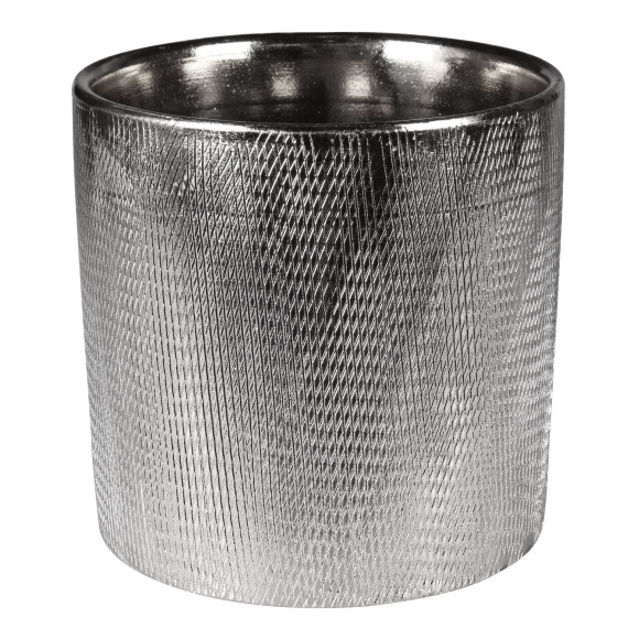 Osłonka HUGO ceramiczna,13,5x13,5x13cm,SREBRNA