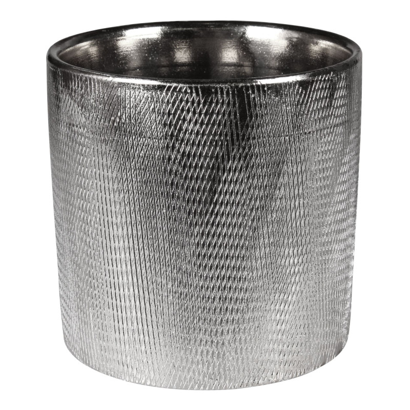 Osłonka HUGO ceramiczna,13,5x13,5x13cm,SREBRNA