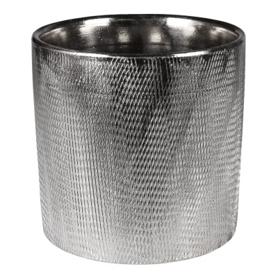 Osłonka HUGO ceramiczna,13,5x13,5x13cm,SREBRNA