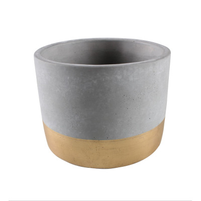 Osłonka ENAR cementowa,14x14x11cm,SZARY+ZŁ PASEK 