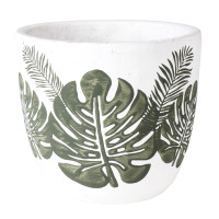 Osłonka MALTE cement,15x15x14cm,BI+LIŚCIE MONSTERA