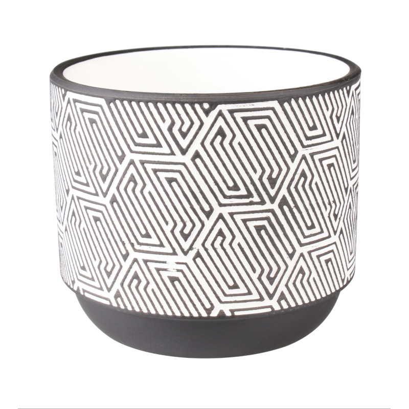 Osłonka FOLKE terrakota,12x12x10cm,BIAŁ-CZAR