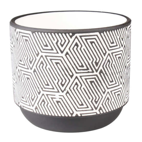 Osłonka FOLKE terrakota,14x14x12cm,BIAŁ-CZAR