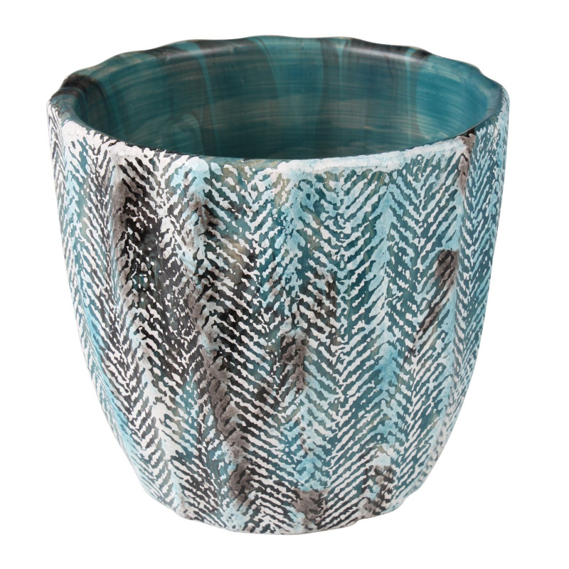 Osłonka JENS terrakota,12,7x12,7x12,7cm,ziel-brąz