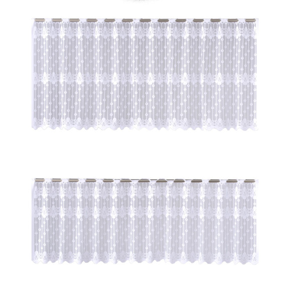 Komplet zazdrostek EDA, 45x150 i 60x150 cm,k.biały