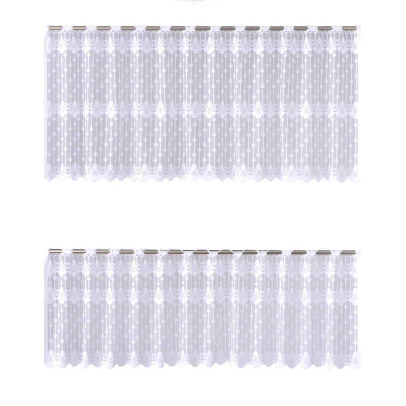 Komplet zazdrostek EDA, 45x150 i 60x150 cm,k.biały