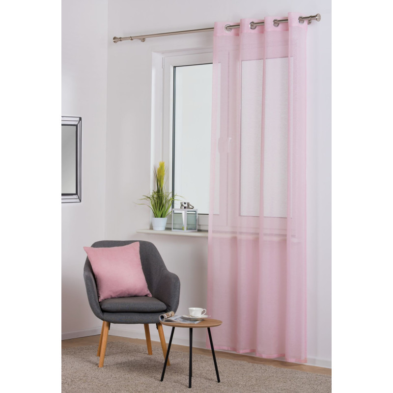 Firana z kółkami SOFIA 140x260 cm, kol pudrowy róż