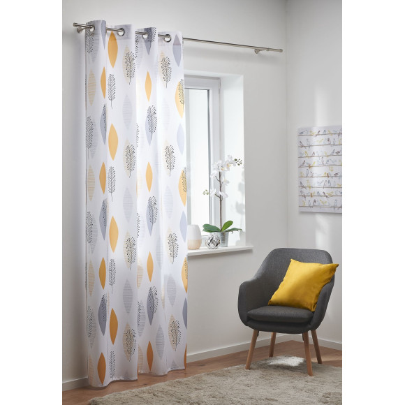 Zasł. z kółkami ACOMA 140x260 kol.szary/musztarda