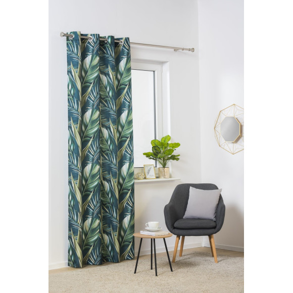 Zasłona z kółkami FIJI 140/260, kol. morski