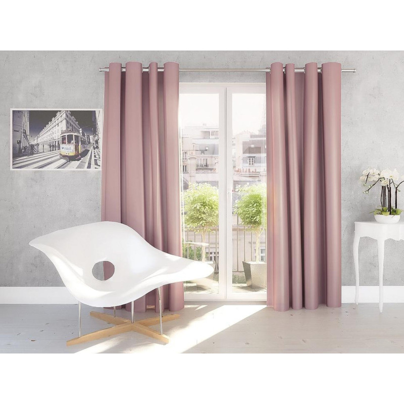 Zasł z kółkami SILK rozm140/250cm kol róż pudrowy