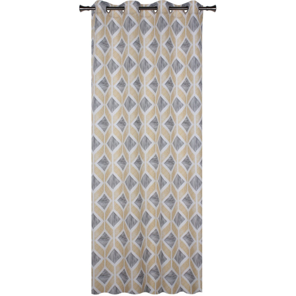 Zasł. z kółkami TIRETS 140x245 kol szary/musztarda