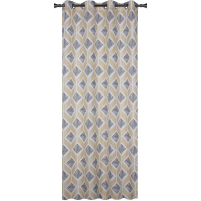 Zasł. z kółkami TIRETS 140x245 kol szary/musztarda