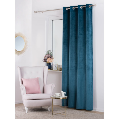 Zasłona z kółkami VELVET 140x260cm, kol. morski