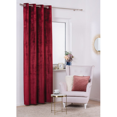 Zasłona z kółkami VELVET 140x260 cm, kol. rubinowy