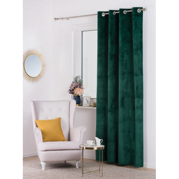 Zasłona z kółkami VELVET 140x260 cm, kol. zielony
