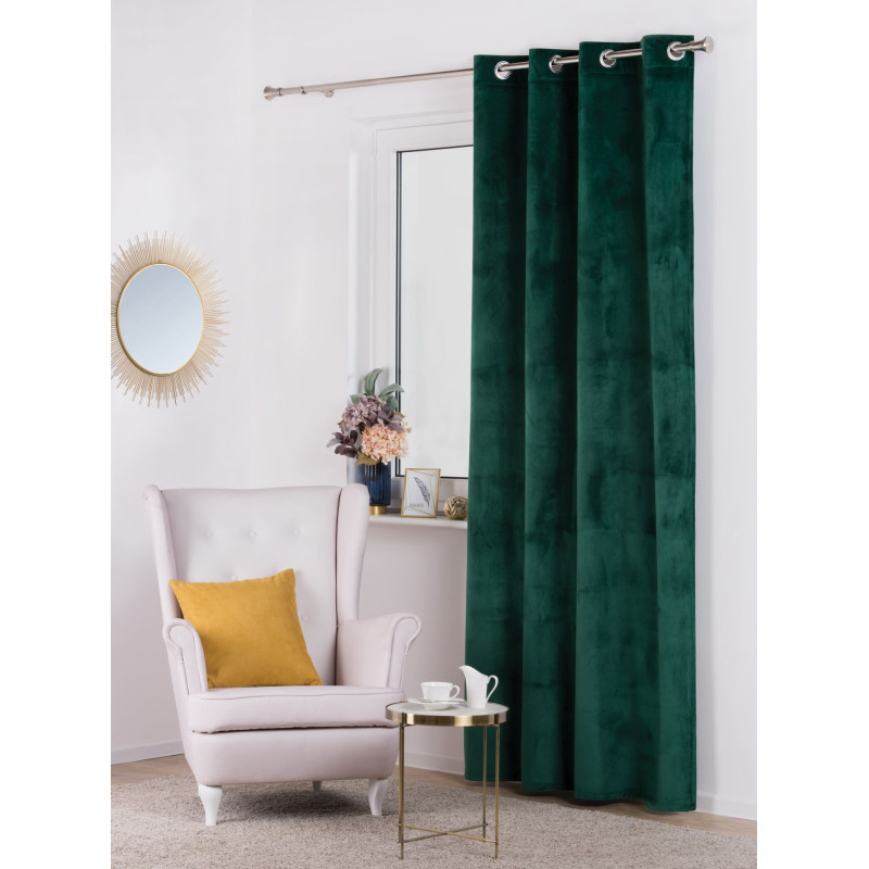 Zasłona z kółkami VELVET 140x260 cm, kol. zielony