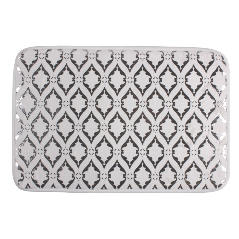 Mata łazienkowa GLAZE, 40x60 cm,kol.biało-srebrny