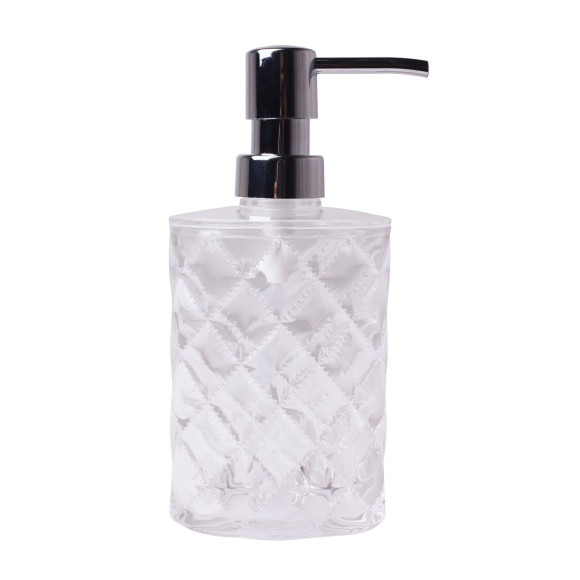 Dozownik RUSH 2, 18x5,5x8cm, srebrna pompka,przezr