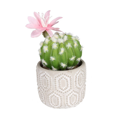 Szt.kwiat w don.KAKTUS-18cm-z różowym kwiatkiem