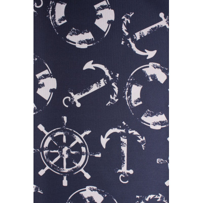Tk. drukowana SAILOR szer 160 cm, kol granatowy