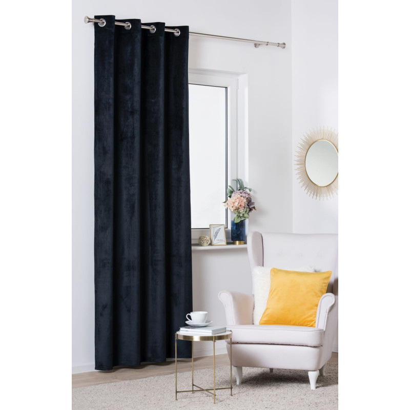 Zasłona z kółkami VELVET 140x260 cm, kol. czarny