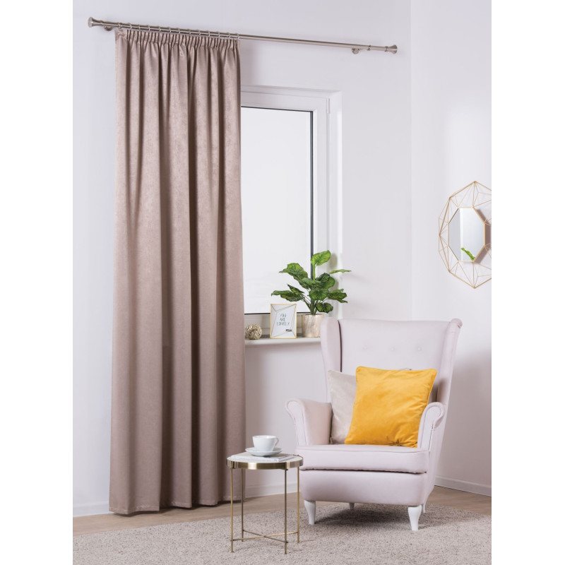 Zasłona z taśmą YORK 140x260 cm, kol. cappuccino