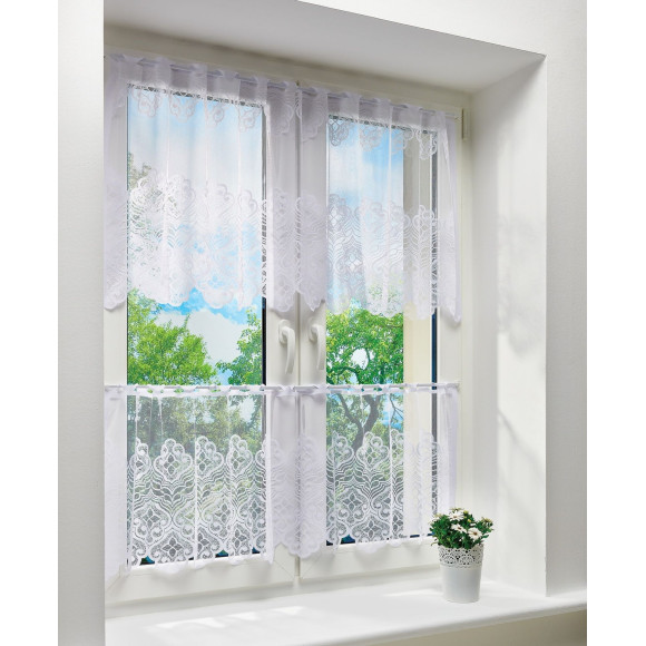 Komplet zazdrostek GIS, 45x150 i 60x150 cm,k.biały