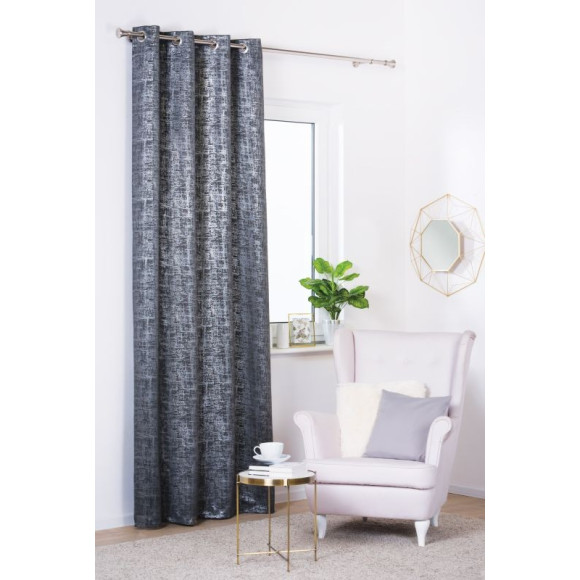 Zasłona PLATA z kółkami 140x260 cm kol. antracyt