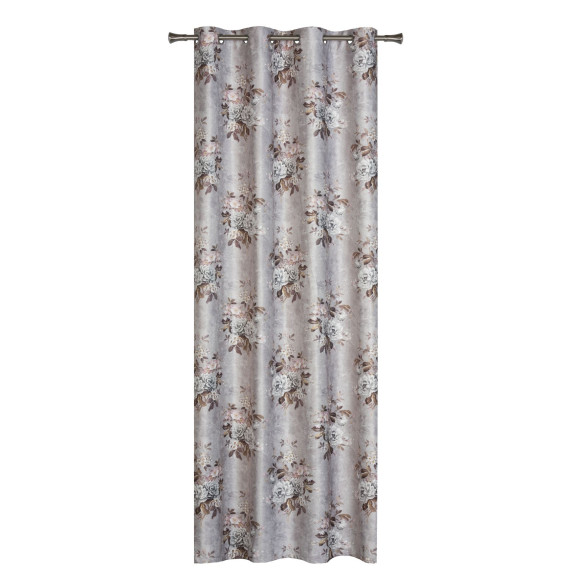 Zasłona z kółkami PEONY 140/260 cm, kol.szary