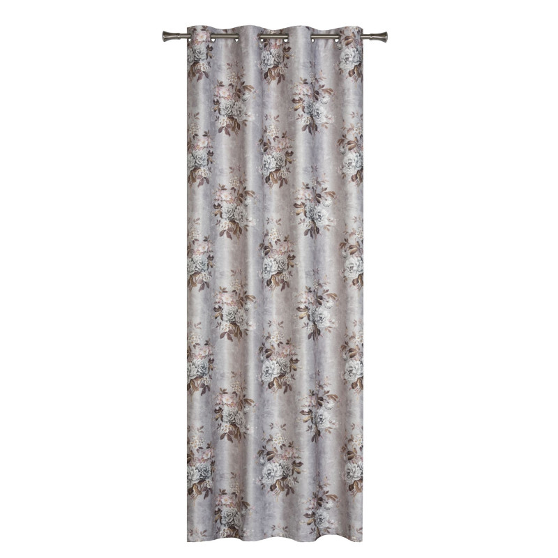 Zasłona z kółkami PEONY 140/260 cm, kol.szary