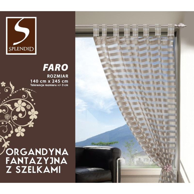 Firanka z szelkami FARO 140/245 cm kol beżowy