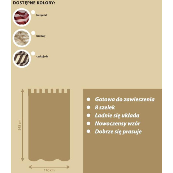 Firanka z szelkami FARO 140/245 cm kol beżowy