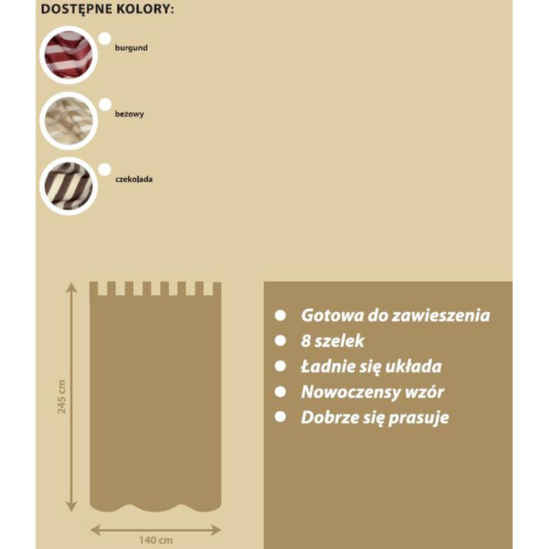 Firanka z szelkami FARO 140/245 cm kol beżowy