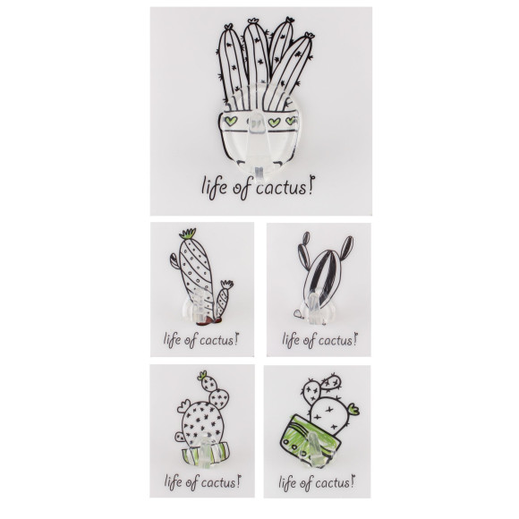 Wieszak pojedynczy SUKULENT,5 szt,7x8cm, 4-5x4cm