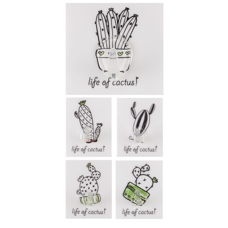 Wieszak pojedynczy SUKULENT,5 szt,7x8cm, 4-5x4cm