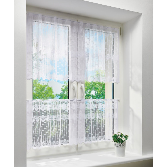 Komplet zazdrostek EDA, 45x150 i 60x150 cm,k.biały