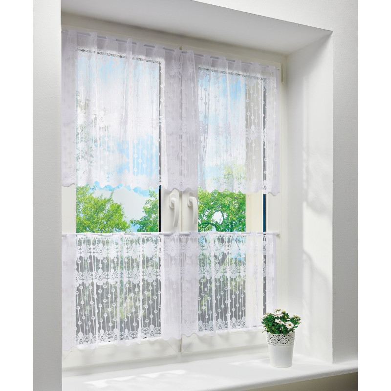 Komplet zazdrostek EDA, 45x150 i 60x150 cm,k.biały