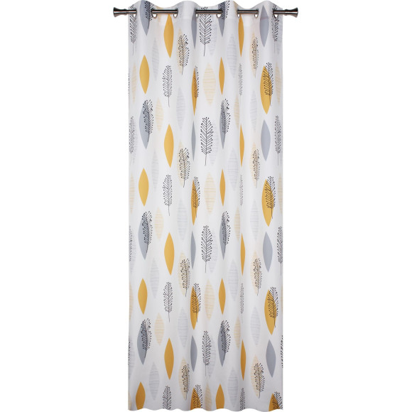 Zasł. z kółkami ACOMA 140x260 kol.szary/musztarda