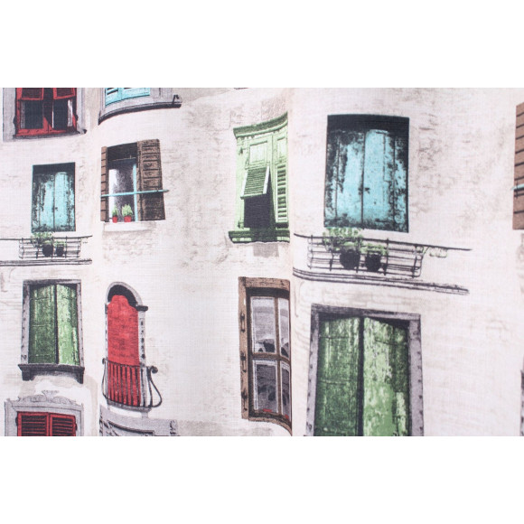 Zasł z kółkami OKNA140x245 kol czerw-niebie-zielon