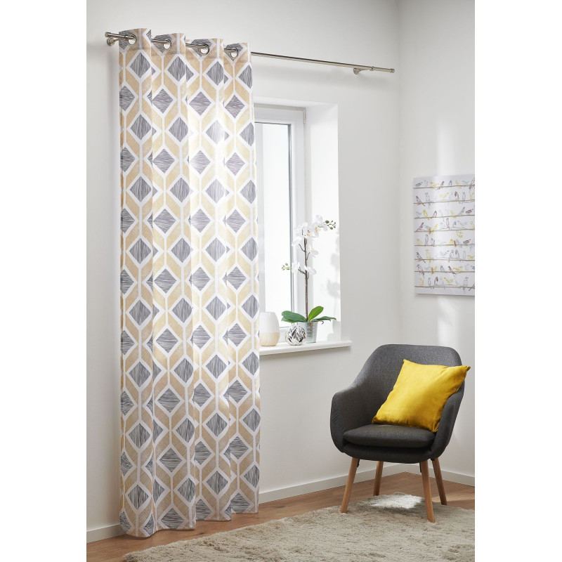 Zasł. z kółkami TIRETS 140x245 kol szary/musztarda