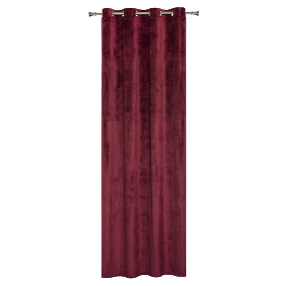Zasłona z kółkami VELVET 140x260 cm, kol. rubinowy