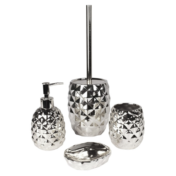 Szczotka do WC PINEAPPLE, 12x36 cm, kol. srebrny