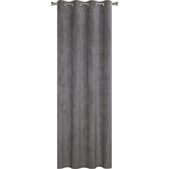 Zasłona z kółkami VELVET 140x260 cm, kol. szary