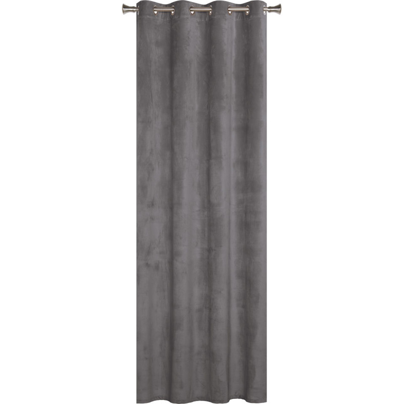Zasłona z kółkami VELVET 140x260 cm, kol. szary